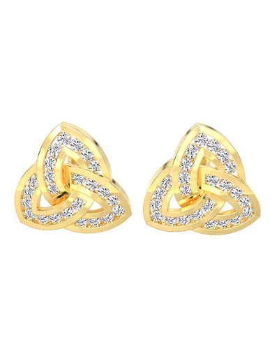 Boucles d'oreilles Trilogie Or jaune 18 carats et Diamants