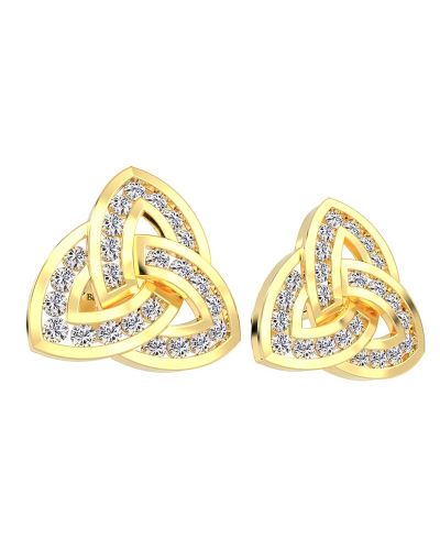 Boucles d'oreilles Trilogie Or jaune 18 carats et Diamants