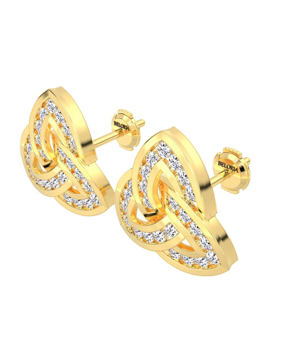 Boucles d'oreilles Trilogie Or jaune 18 carats et Diamants