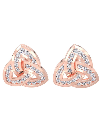 Boucles d'oreilles Trilogie Or rose 18 carats et Diamants