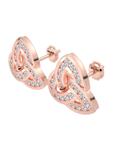 Boucles d'oreilles Trilogie Or rose 18 carats et Diamants