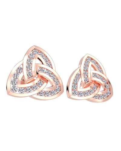 Boucles d'oreilles Trilogie Or rose 18 carats et Diamants