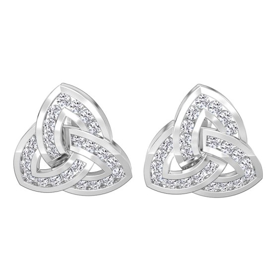 Boucles d'oreilles Trilogie Or blanc 18 carats et Diamants