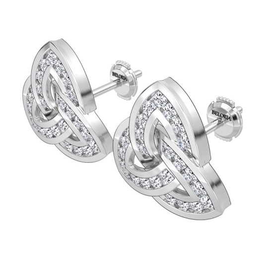 Boucles d'oreilles Trilogie Or blanc 18 carats et Diamants
