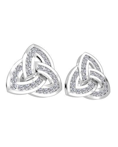 Boucles d'oreilles Trilogie Or blanc 18 carats et Diamants