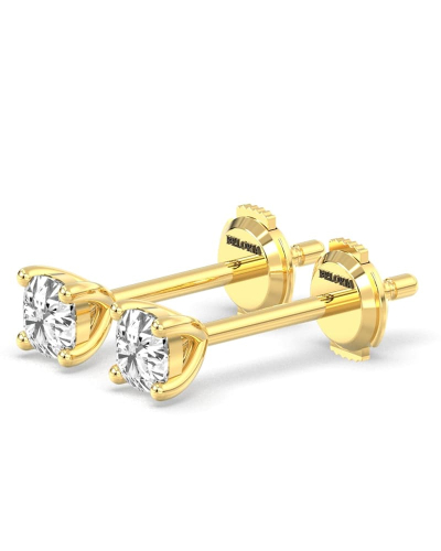 Boucles d'oreilles en or jaune avec Diamants Coussin
