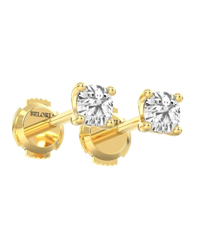 Boucles d'oreilles en or jaune avec Diamants Coussin
