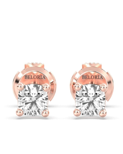 Boucles d'oreilles en or rose avec Diamants Coussin