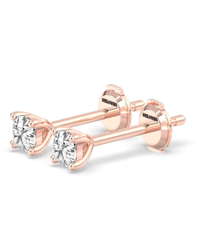 Boucles d'oreilles en or rose avec Diamants Coussin