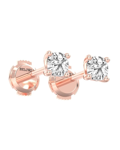 Boucles d'oreilles en or rose avec Diamants Coussin