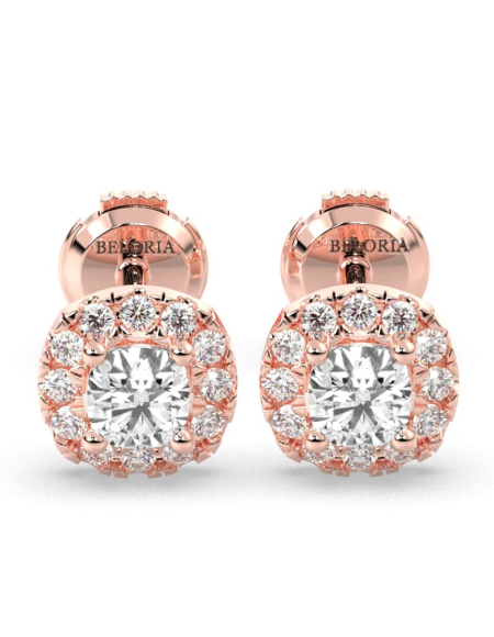 boucles d'oreilles Halo Coussin en or jaune 18 carats 2