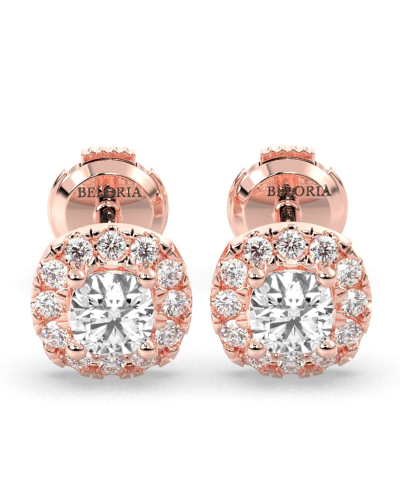 boucles d'oreilles Halo Coussin en or rose 18 carats