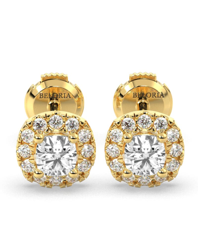 boucles d'oreilles Halo Coussin en or jaune 18 carats