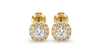 boucles d'oreilles Halo Coussin en or jaune 18 carats