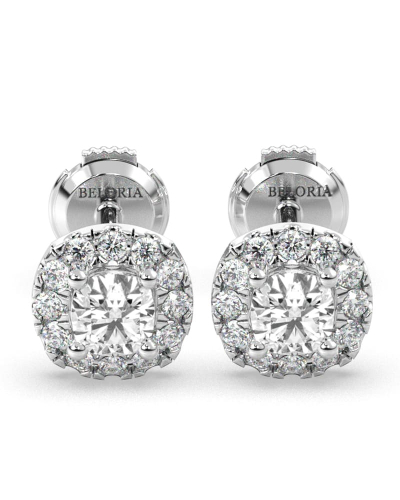 boucles d'oreilles Halo Coussin en or blanc 18 carats