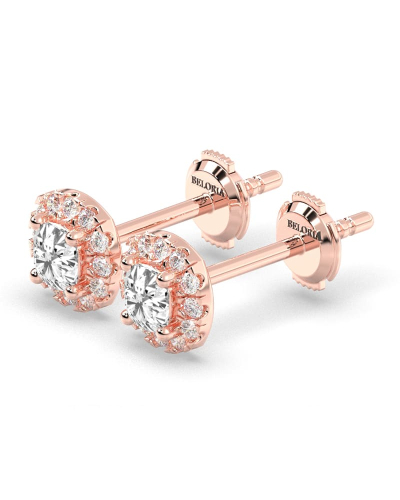 boucles d'oreilles Halo Coussin en or rose 18 carats