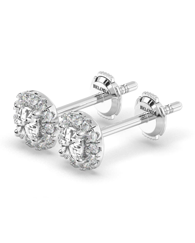 boucles d'oreilles Halo Coussin en or blanc 18 carats