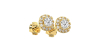 boucles d'oreilles Halo Coussin en or jaune 18 carats