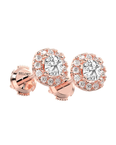 boucles d'oreilles Halo Coussin en or rose 18 carats