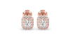 Boucles d'oreilles Diamant Taille Emeraude et Halo en or rose 18 carats