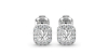 Boucles d'oreilles Diamant Taille Emeraude et Halo en or blanc 18 carats