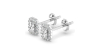 Boucles d'oreilles Diamant Taille Emeraude et Halo en or blanc 18 carats