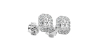 Boucles d'oreilles Diamant Taille Emeraude et Halo en or blanc 18 carats