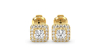 Boucles d'oreilles Halo Diamant princesse en or jaune 18 carats