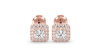 Boucles d'oreilles Halo Diamant princesse en or rose 18 carats