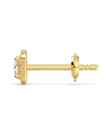 Boucles d'oreilles Halo Diamant princesse en or jaune 18 carats
