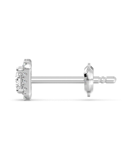 Boucles d'oreilles Halo Diamant princesse en or blanc 18 carats