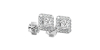 Boucles d'oreilles Halo Diamant princesse en or blanc 18 carats