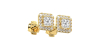 Boucles d'oreilles Halo Diamant princesse en or jaune 18 carats
