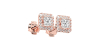Boucles d'oreilles Halo Diamant princesse en or rose 18 carats