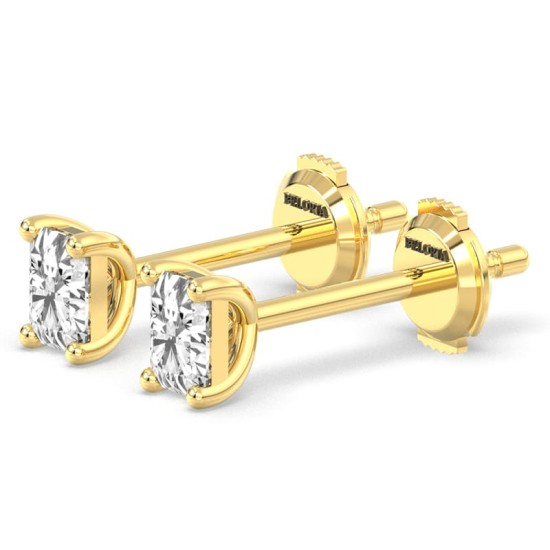 boucles d'oreilles diamant taille émeraude en or jaune
