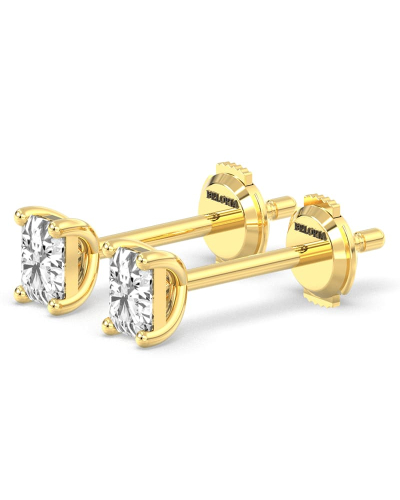boucles d'oreilles diamant taille émeraude en or jaune