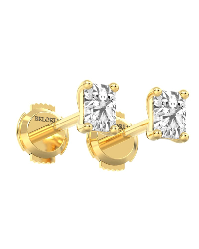 boucles d'oreilles diamant taille émeraude en or jaune