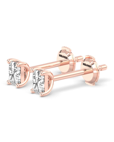 boucles d'oreilles diamant taille émeraude en or rose