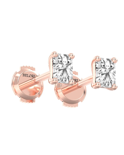 boucles d'oreilles diamant taille émeraude en or rose