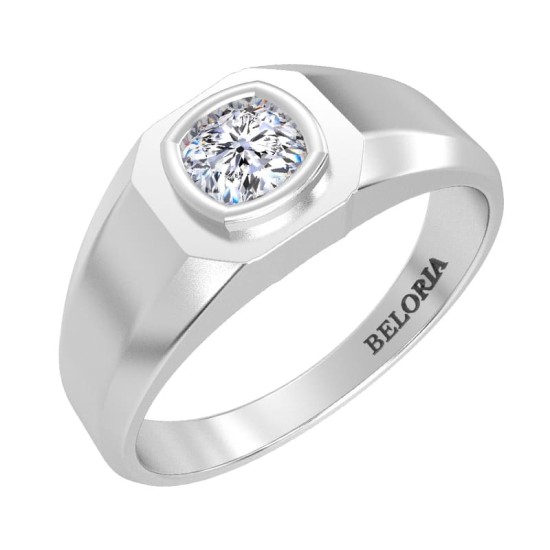 Chevalière diamant en or blanc