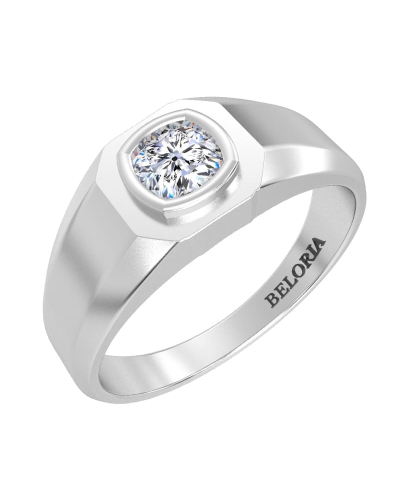 Chevalière diamant en or blanc
