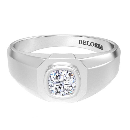 Chevalière diamant en or blanc