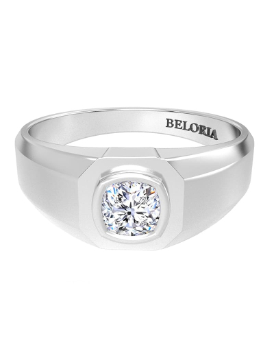 Chevalière diamant en or blanc