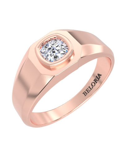 Chevalière diamant en or rose