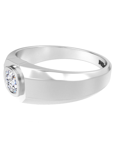 Chevalière diamant en or blanc