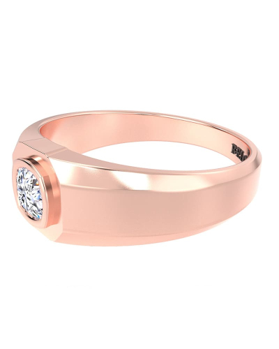 Chevalière diamant en or rose