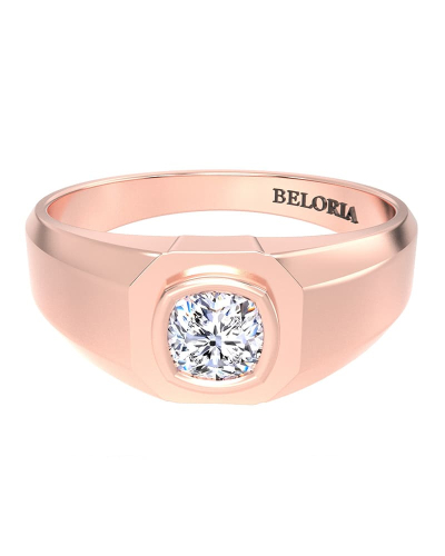 Chevalière diamant en or rose