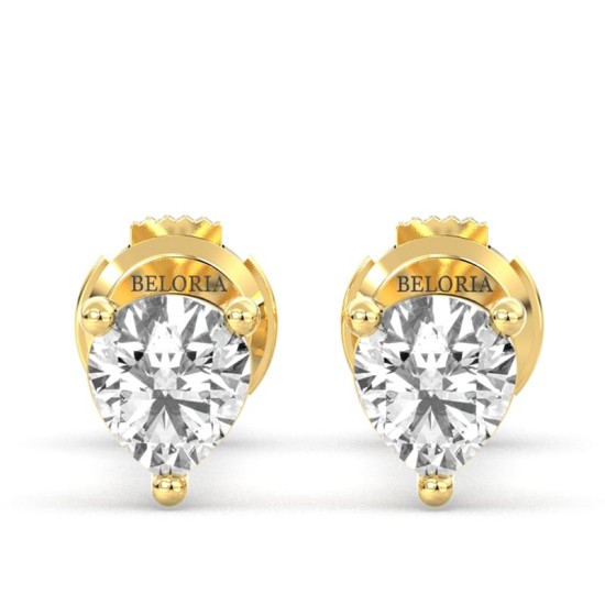 Boucles d'Oreilles en Or jaune avec Diamants Poire