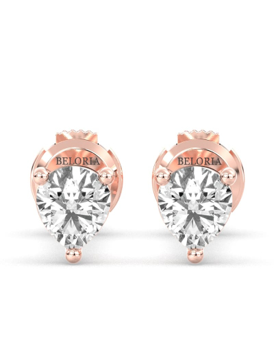Boucles d'Oreilles en Or rose avec Diamants Poire