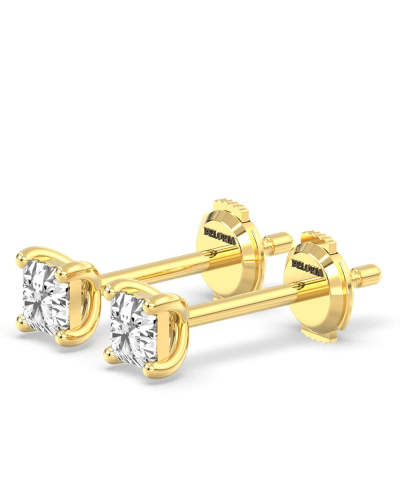 Boucles d'Oreilles en Or jaune avec Diamants Princesse